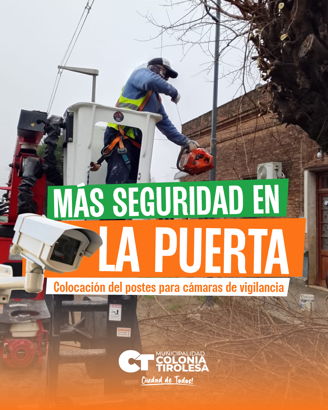 COLONIA TIROLESA AVANZA EN SEGURIDAD: Instalan primeras cámaras de videovigilancia en La Puerta